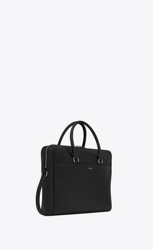 DUFFLE briefcase in grain de poudre embossed leather | Saint 