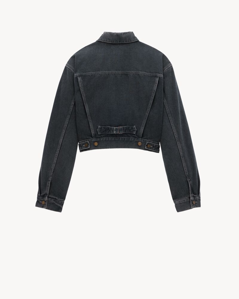 80's Jacket in Dark Blue Black Denim
