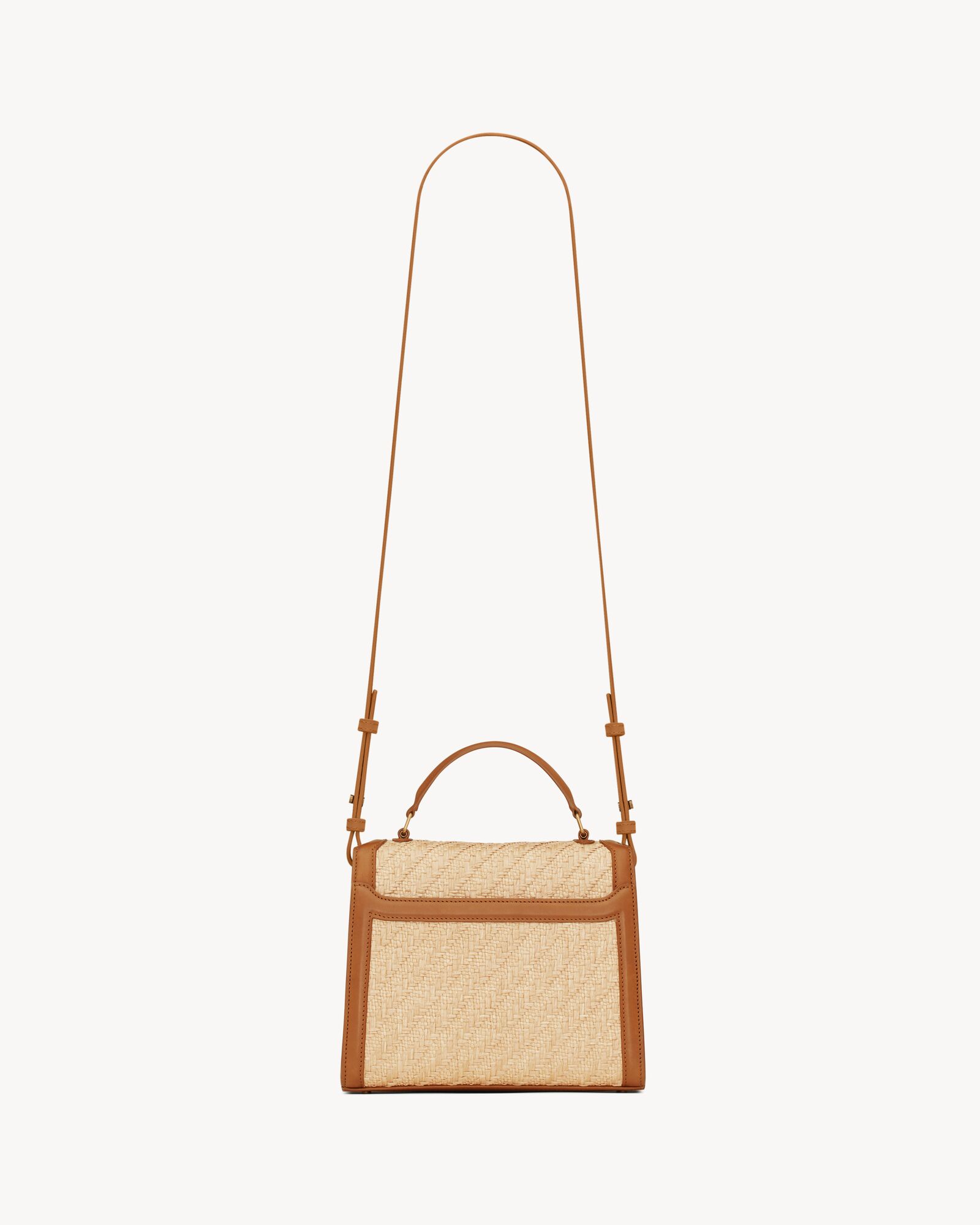 CASSANDRA Mini top handle bag in RAFFIA AND VEGETABLETANNED LEATHER