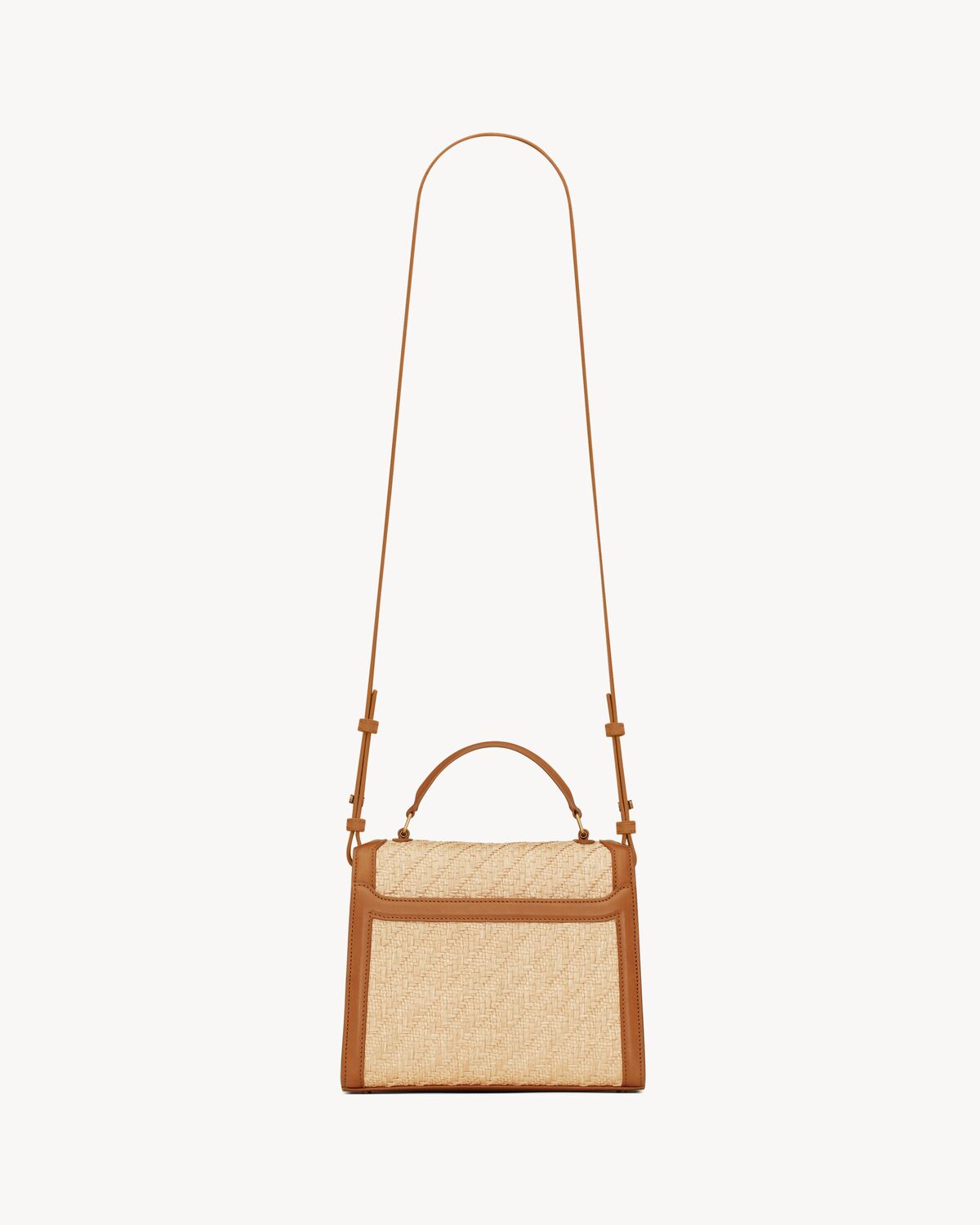 CASSANDRA Mini top handle bag in RAFFIA AND VEGETABLETANNED LEATHER Saint Laurent