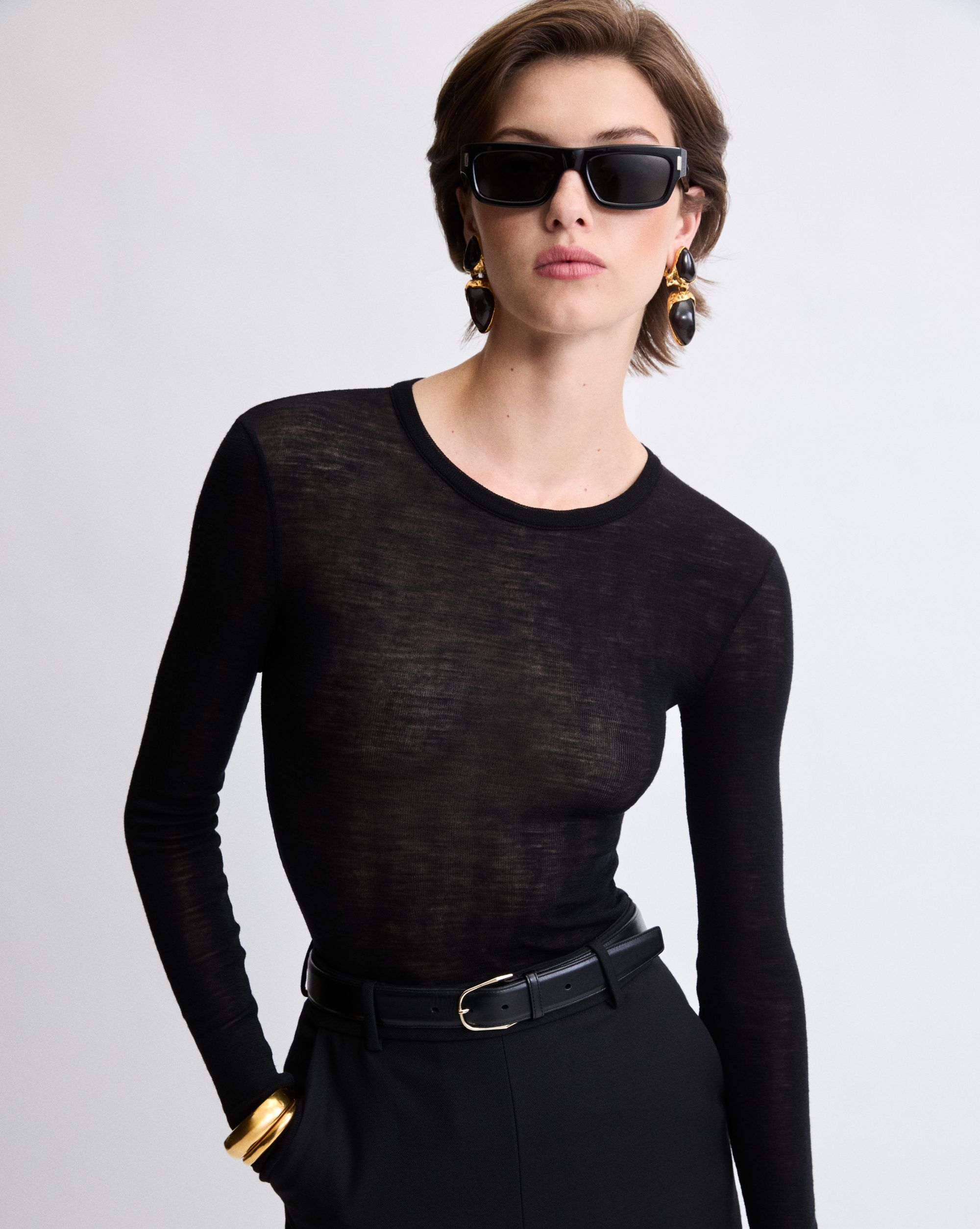 crewneck bodysuit in wool jersey