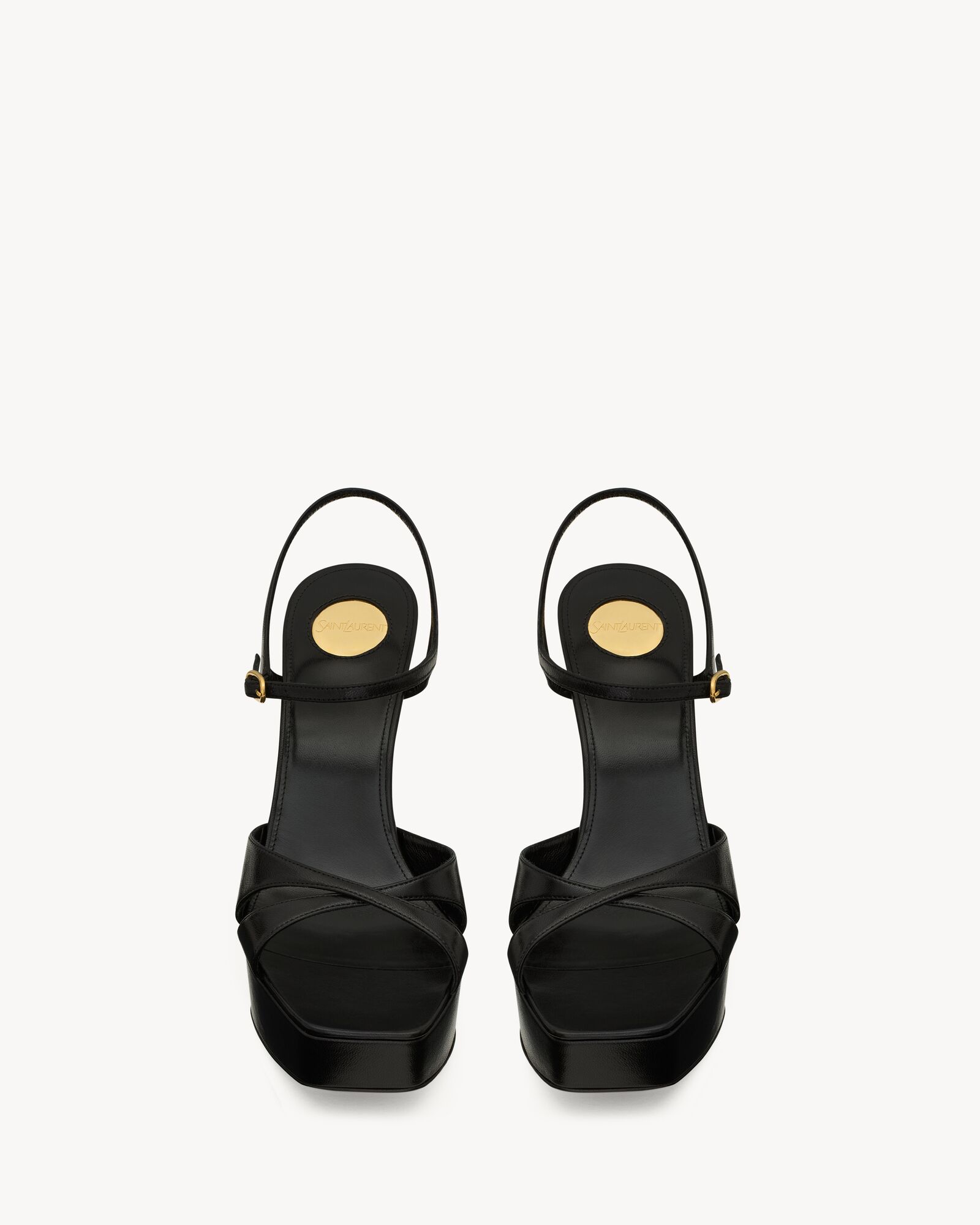 YSL 26ss Platform Slippers Black Blue Denim Leather 663209