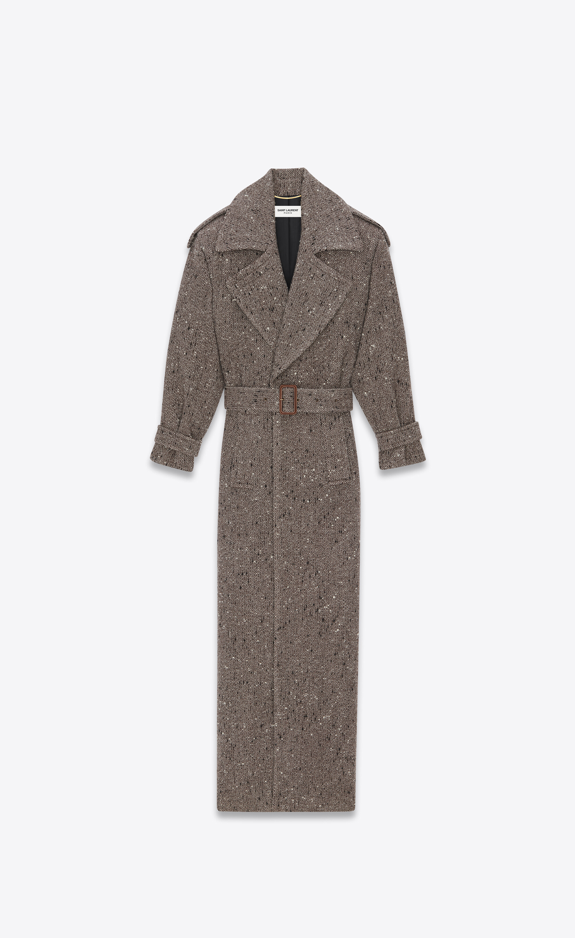 long oversize coat in chevron wool