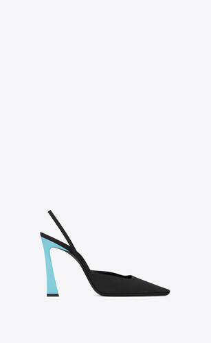 blade slingback pumps in shantung and patent leather