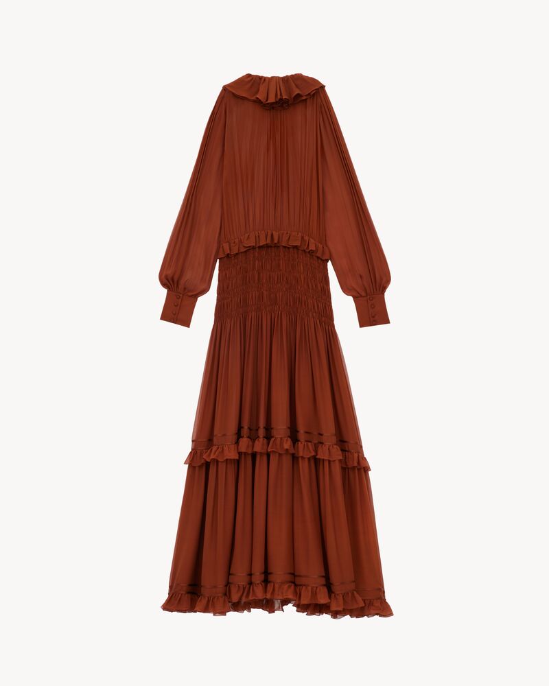 ruffled dress in silk crepe muslin