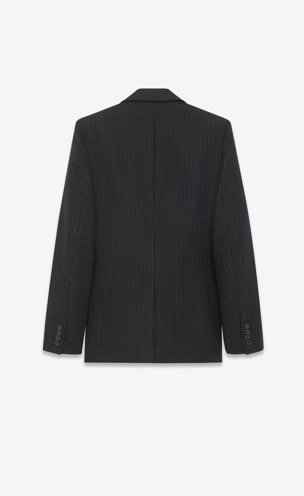 Jacket in striped wool flannel | Saint Laurent | YSL.com