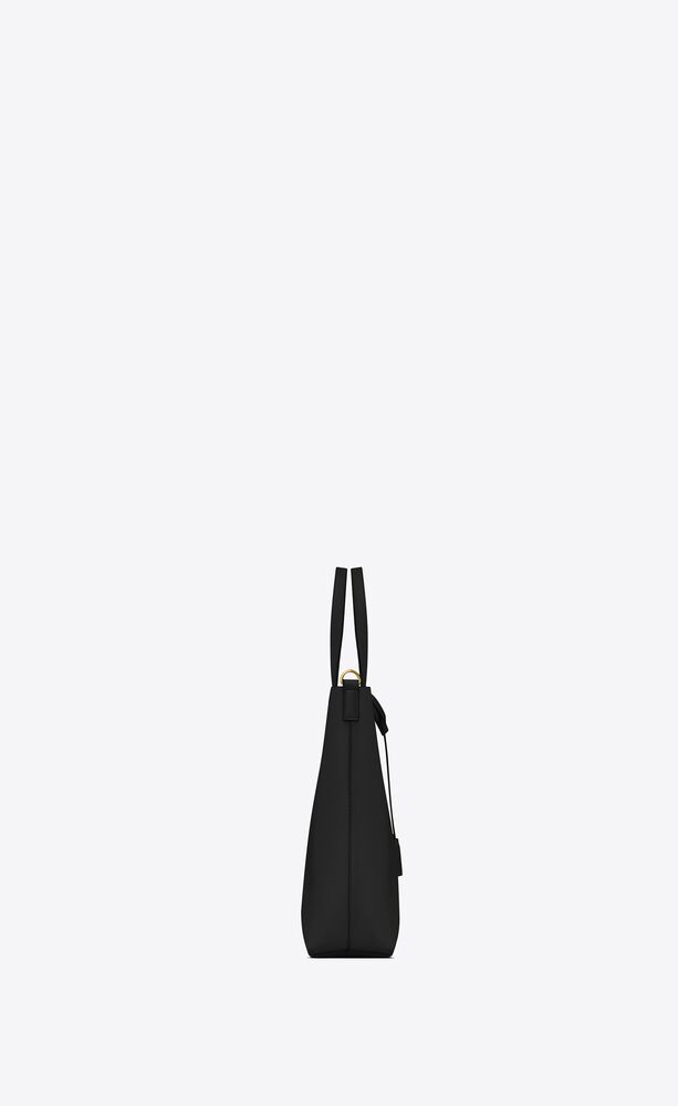 SAINT LAURENT Linen Canvas Teddy Shopping Bag Black 1301957