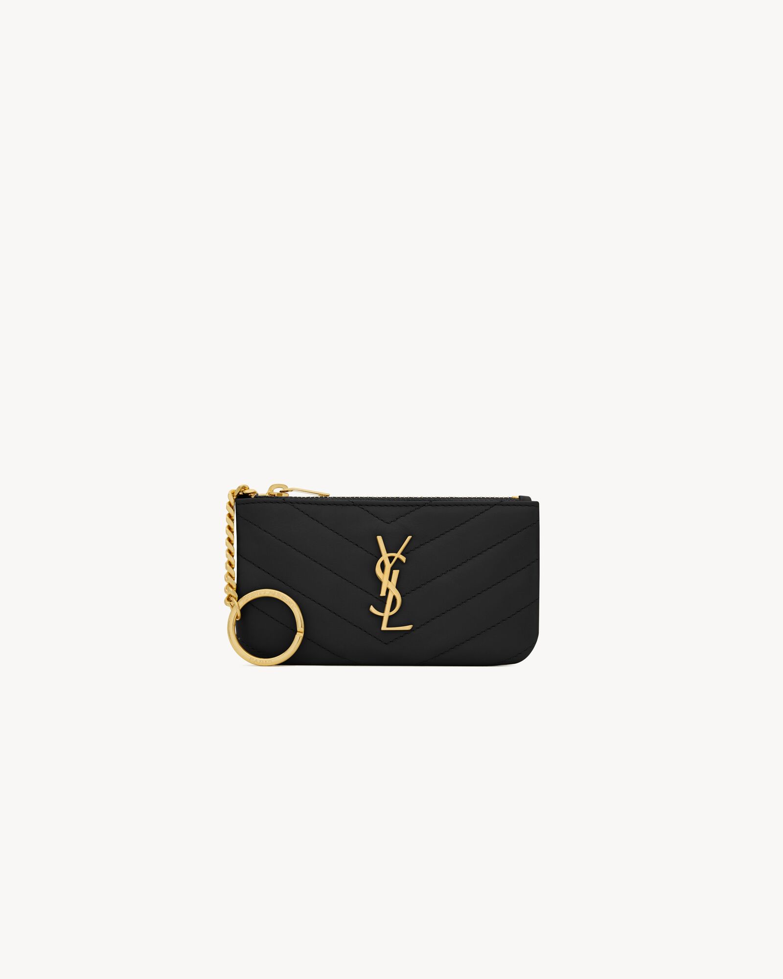 Monogram key pouch in matelassé leather Saint Laurent Latvia