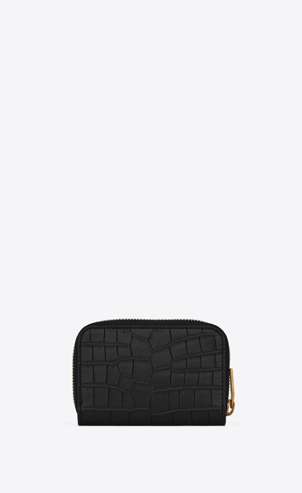 TINY CASSANDRE coin card wallet in crocodile-embossed leather | Saint Laurent | YSL.com
