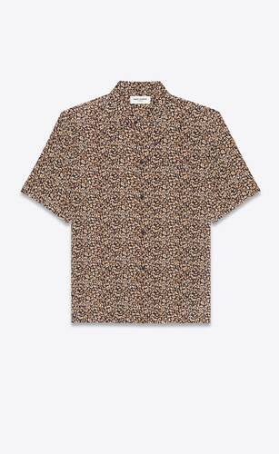 shark-collar shirt in micro leopard crepe de chine