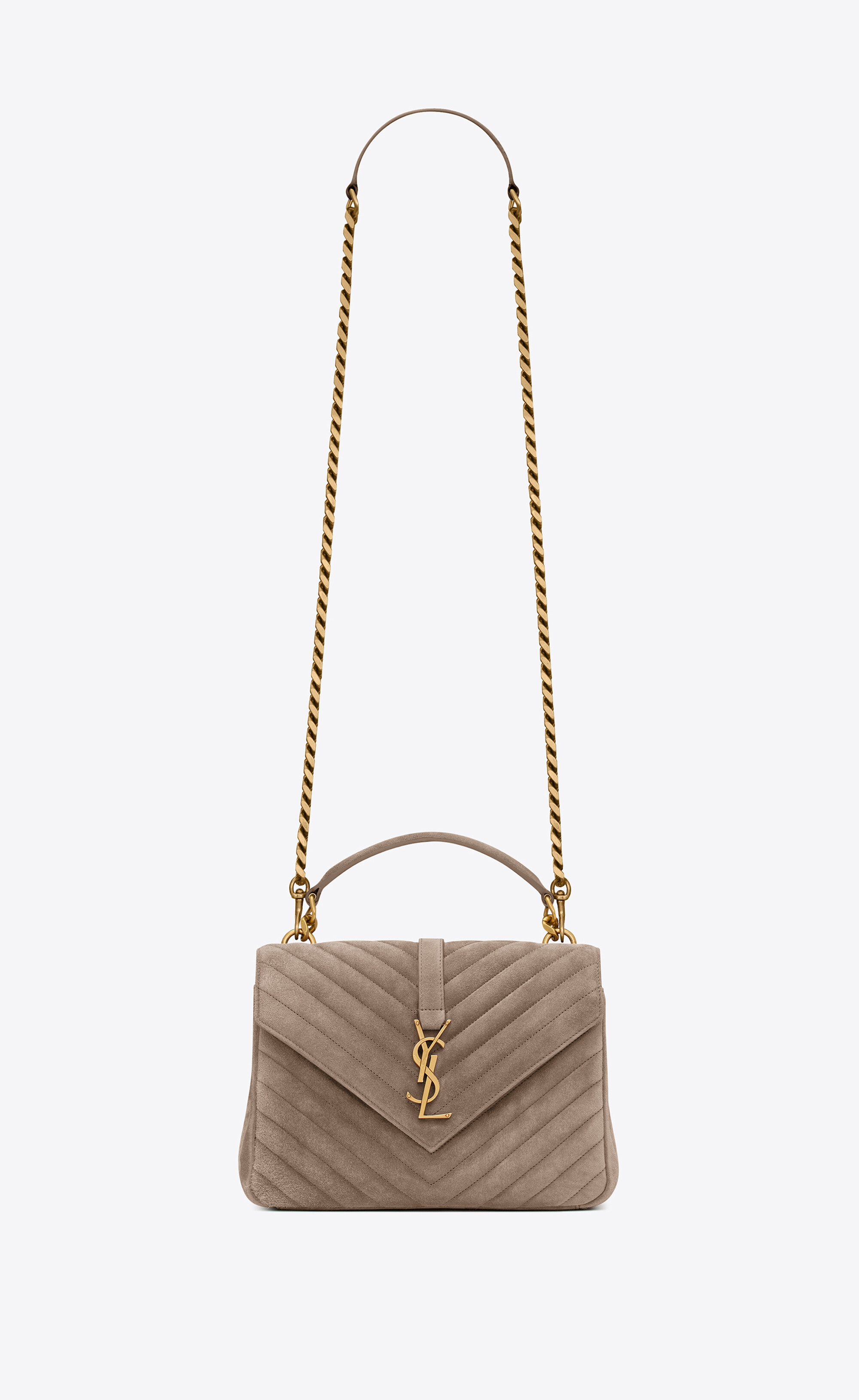 YSL College Medium Chain Bag In Light Suede With Fringes – ZAK BAGS ©️