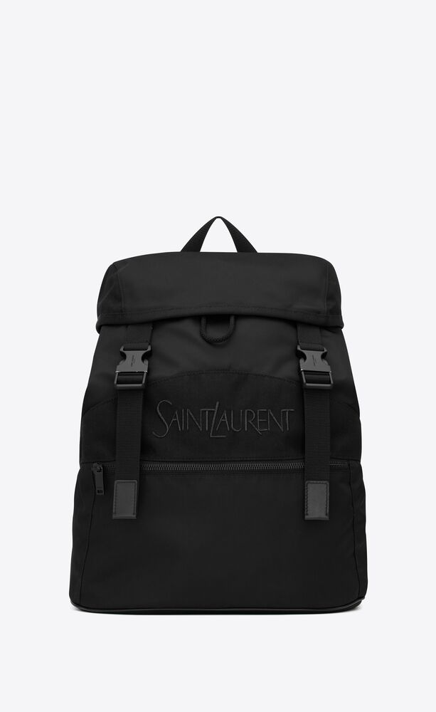 SAINT LAURENT backpack in ECONYL® and vegetable-tanned leather | Saint ...