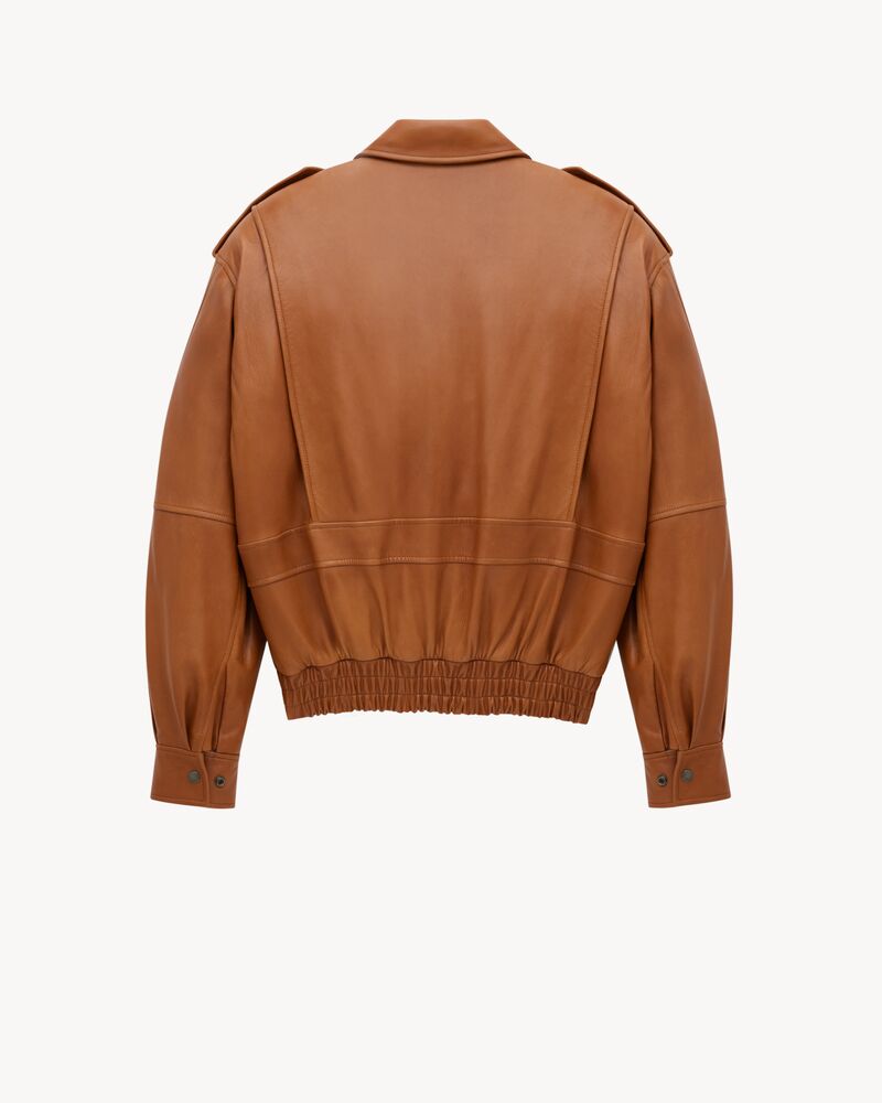 Blouson oversize en cuir grainé