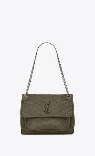niki medium chain bag in quilted vintage crinkled leather