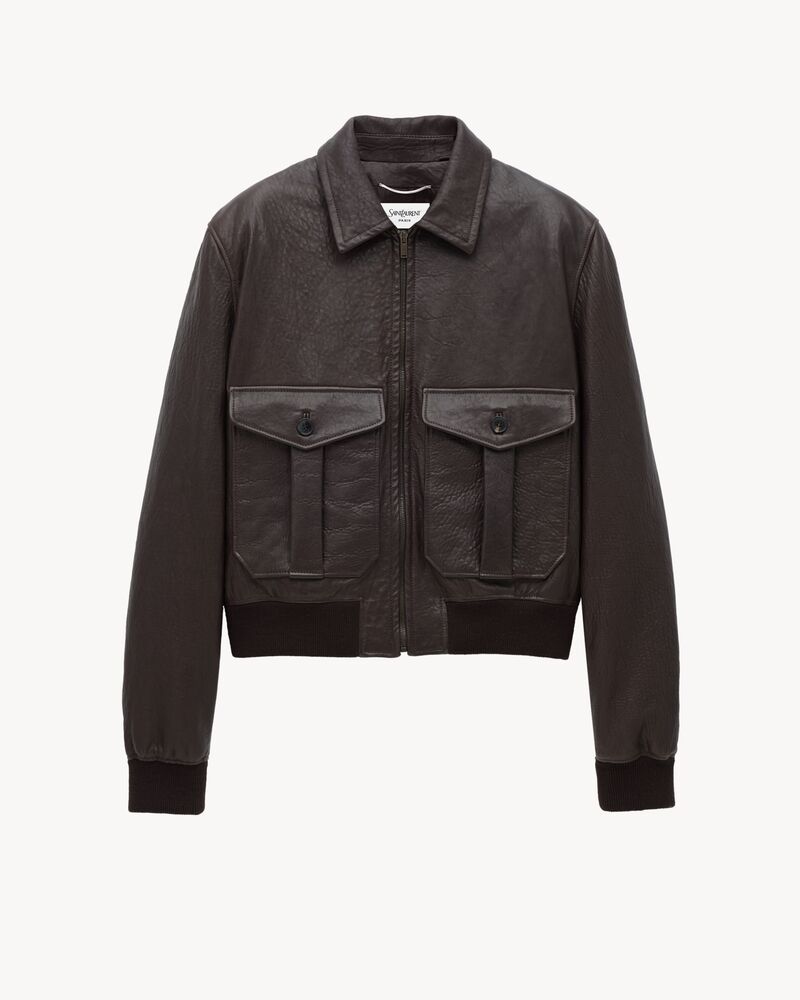 bomber jacket in bubbled lambskin and shearling