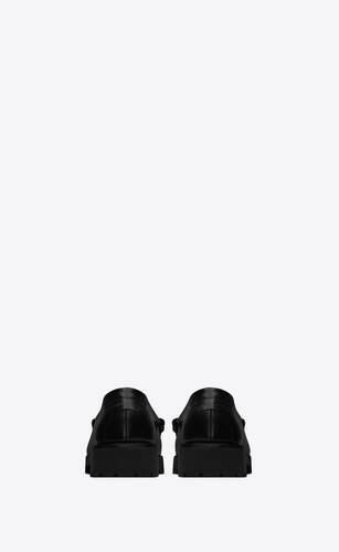 le loafer chunky penny slippers in glazed leather