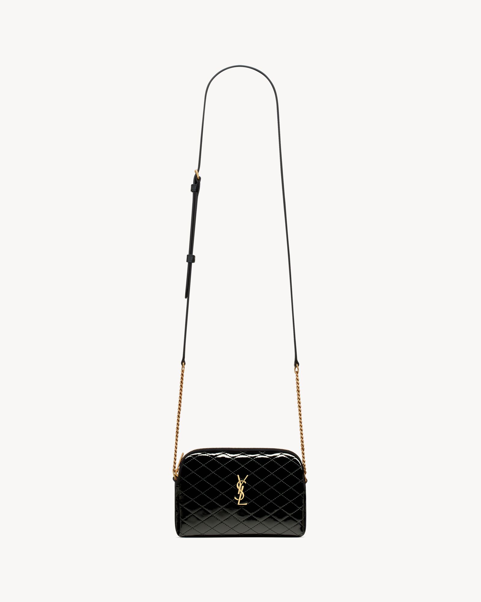 Gaby zipped pouch in quilted patent leather | Saint Laurent | YSL.com