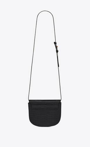 kaia small satchel in shiny crocodile-embossed leather