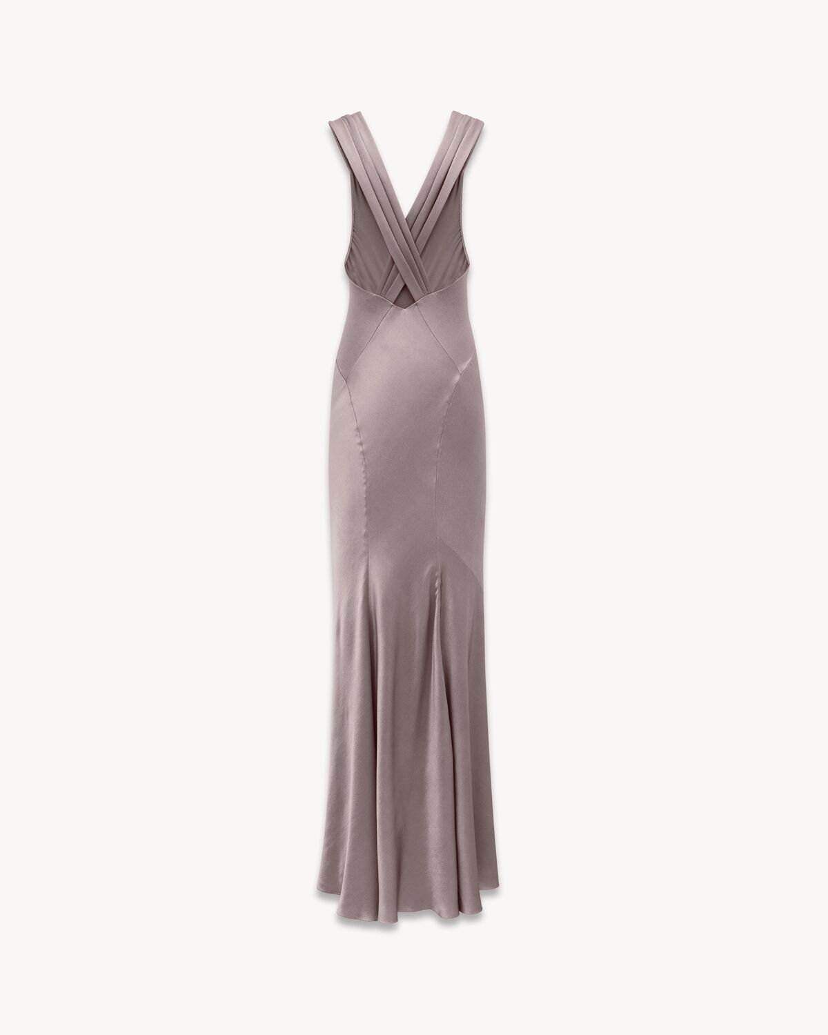 cross-back dress in silk satin