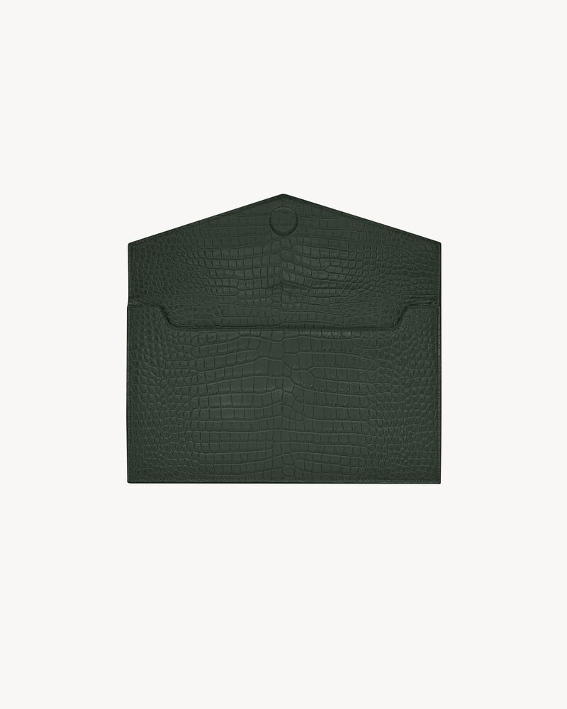 UPTOWN POUCH IN CROCODILE-EMBOSSED SHINY LEATHER