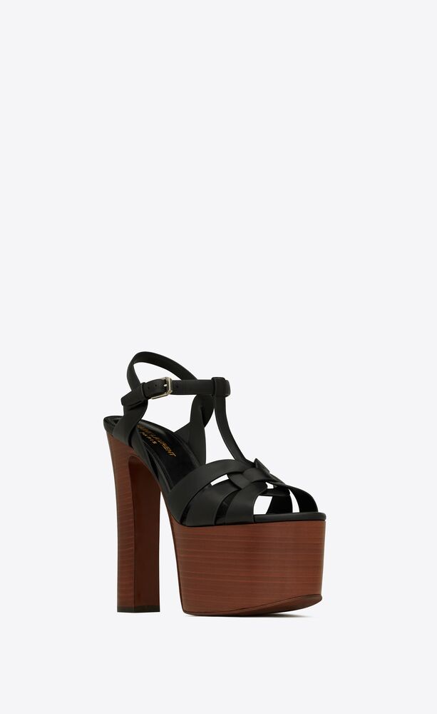 Tribute platform sandals in smooth leather | Saint Laurent | YSL.com
