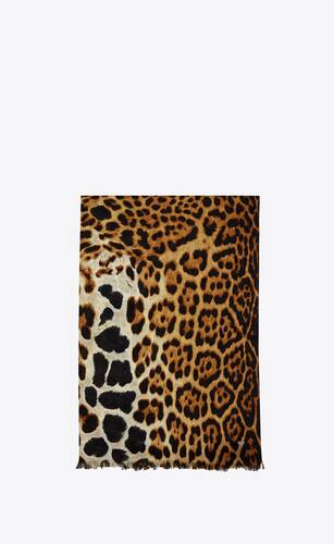leopard patterned scarf in silk etamine