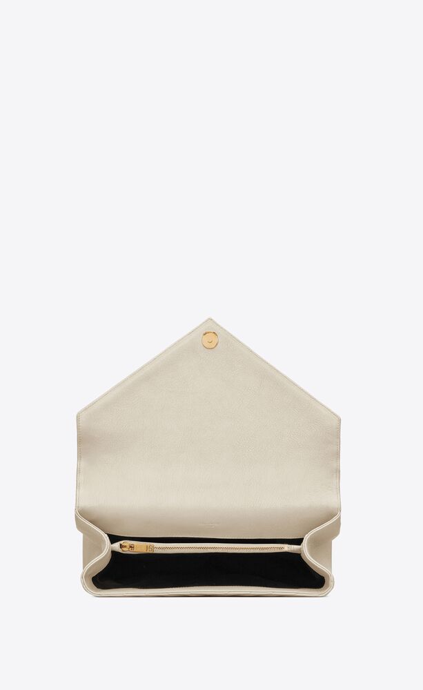 Yves Saint Laurent Vintage Cream Chevron Envelope Clutch Bag