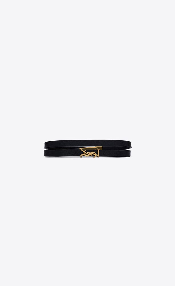 Black YSL-plaque leather bracelet | Saint Laurent | MATCHES UK