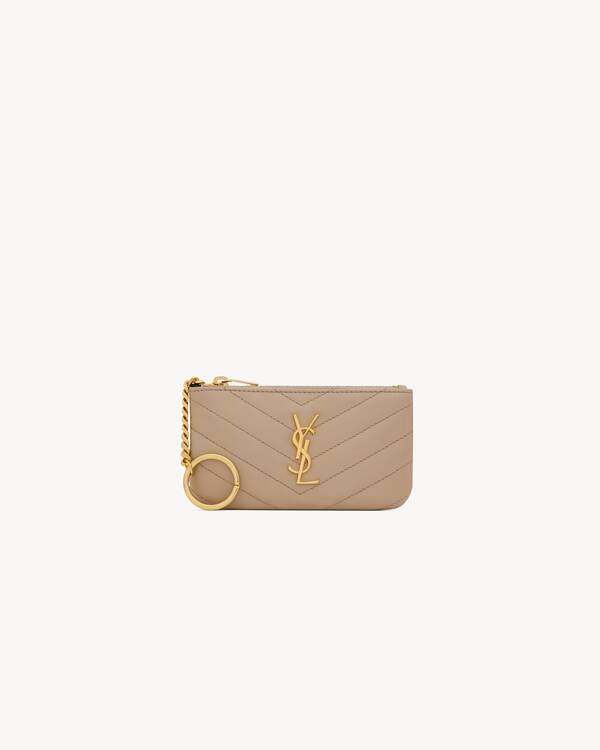 Ysl monogram key pouch in matelassé leather sale