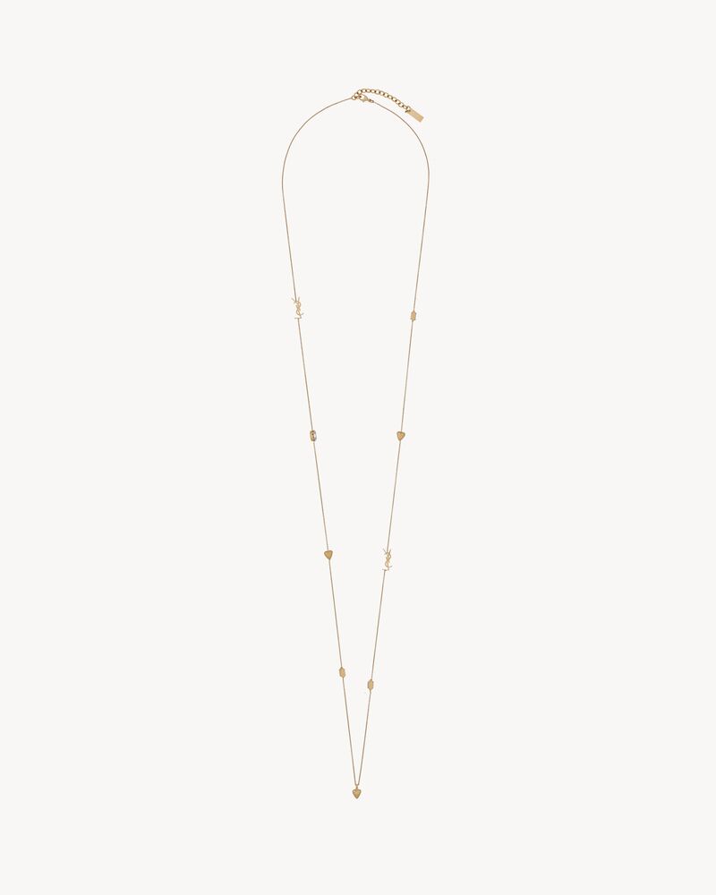 CASSANDRE, heart and rhinestone long necklace in metal