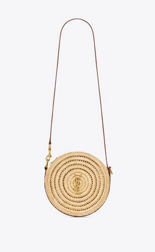 round bag in raffia and vegetable-tanned leather