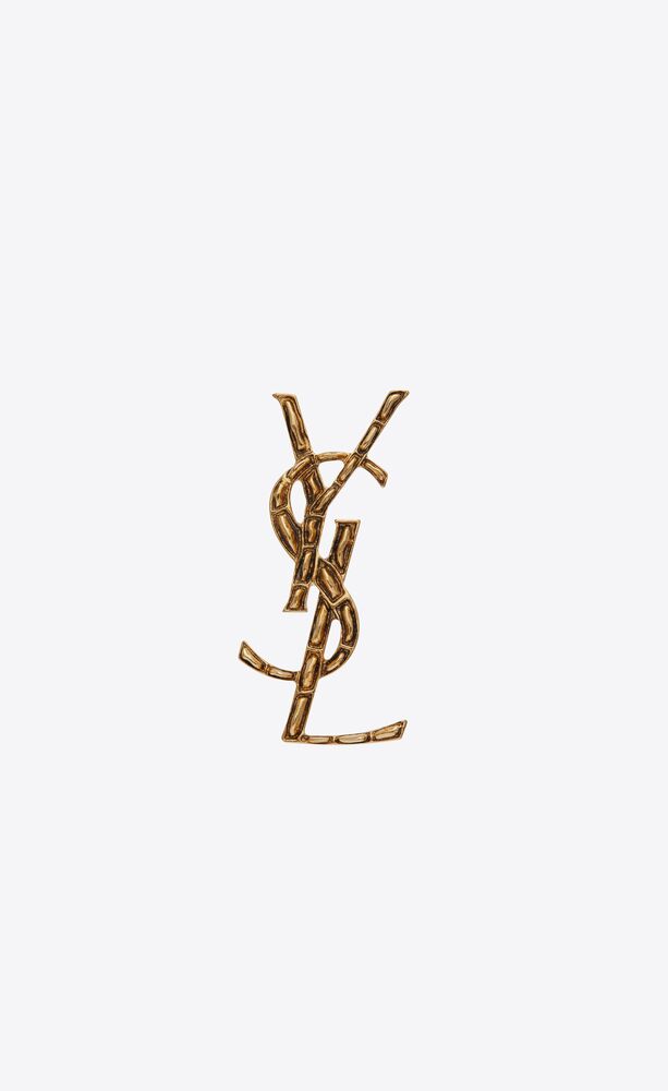 Opyum ysl crocodile brooch in gold brass | Saint Laurent | YSL.com