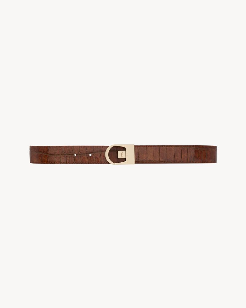 reversible belt in crocodile-embossed leather