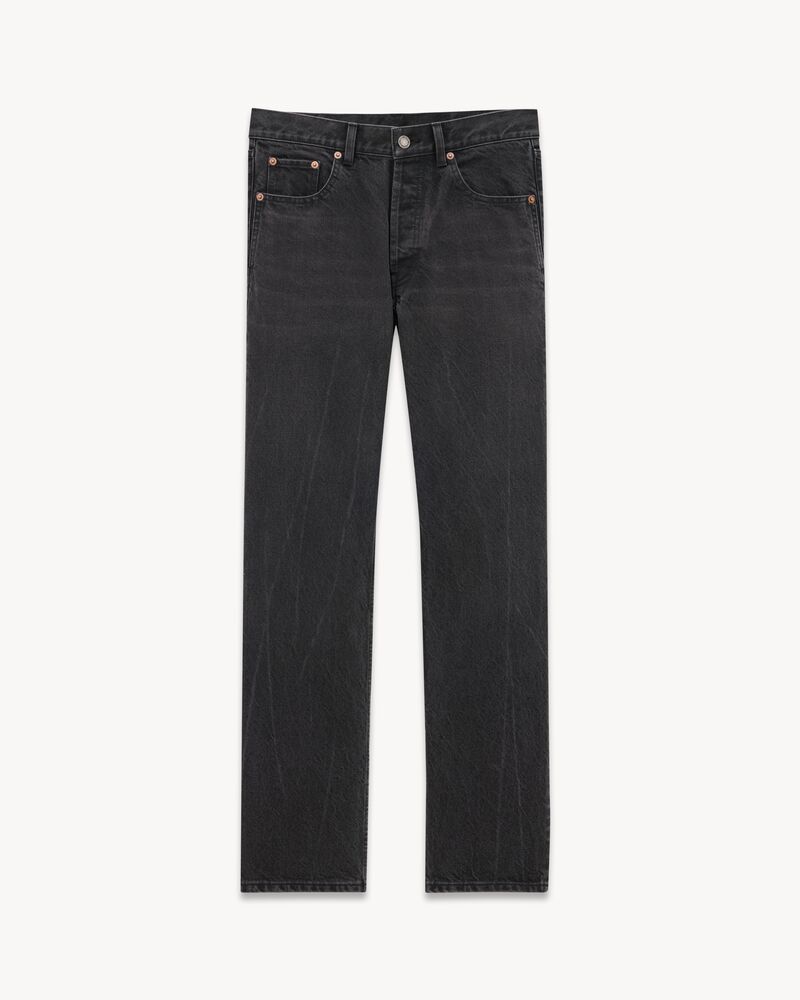 Lockere Jeans aus schwarzem Denim im Used-Look