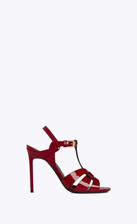 OPYUM Sandals in patent leather with black heel | Saint Laurent ...