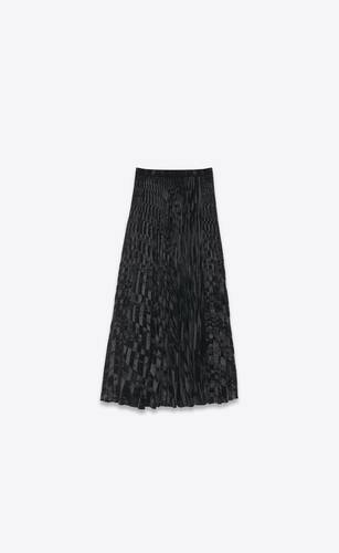 pleated midi skirt in crushed velvet