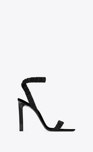 River Island croc effect strappy heeled sandal in black