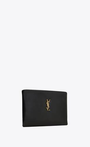 Saint Laurent Uptown Pouch Grain de Poudre Embossed Rouge Opyum in Leather  with Gold-tone - US