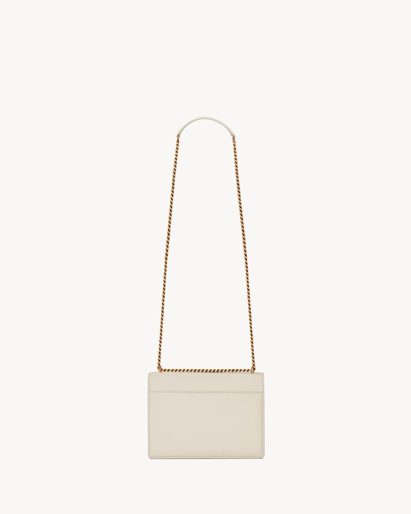 Sunset Medium Leather Shoulder Bag in White - Saint Laurent