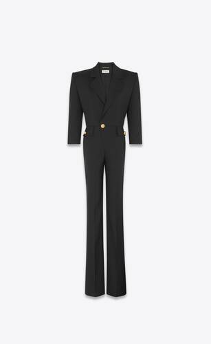 tailored jumpsuit in chevron wool