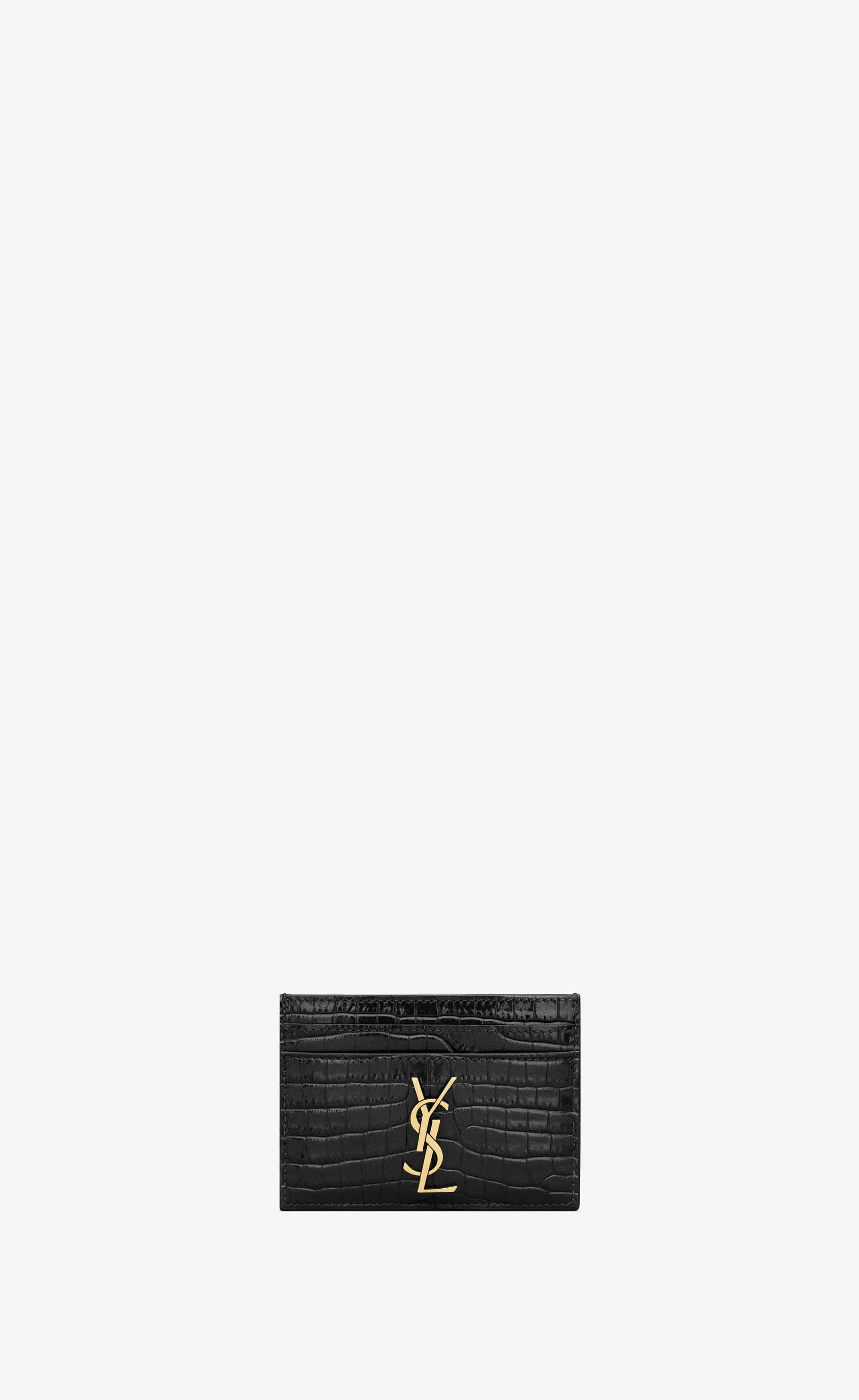 CASSANDRE card case in crocodile-embossed shiny leather | Saint