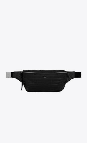 classic belt bag in crocodile-embossed leather