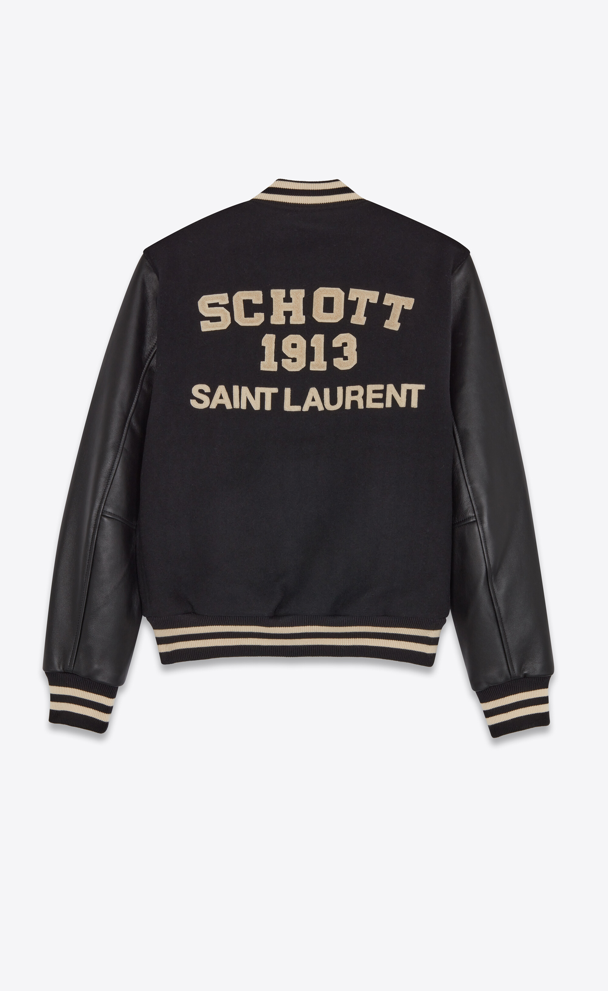 SCHOTT VARSITY JACKET IN WOOL AND LAMBSKIN | Saint Laurent | YSL.com