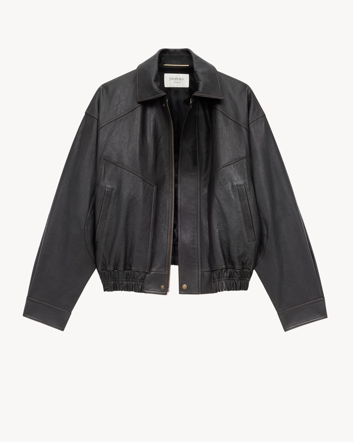 bomber jacket in grained lambskin