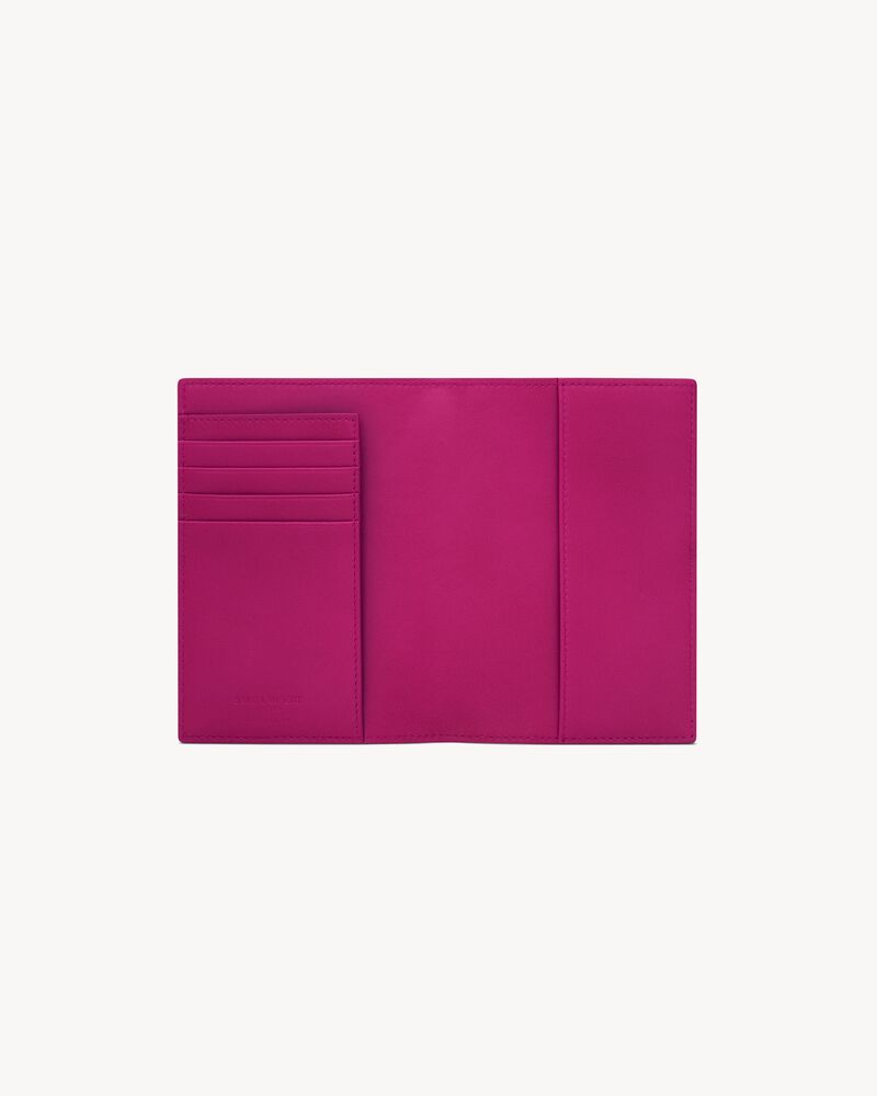 SAINT LAURENT PARIS PASSPORT CASE IN shiny leather