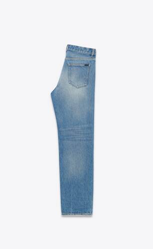 jeans larghi ed extra-lunghi in denim blu lake medium