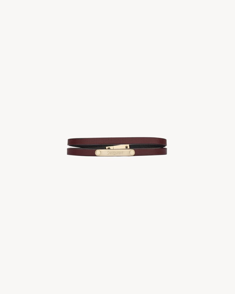 DOUBLE-WRAP BRACELET IN LEATHER AND METAL