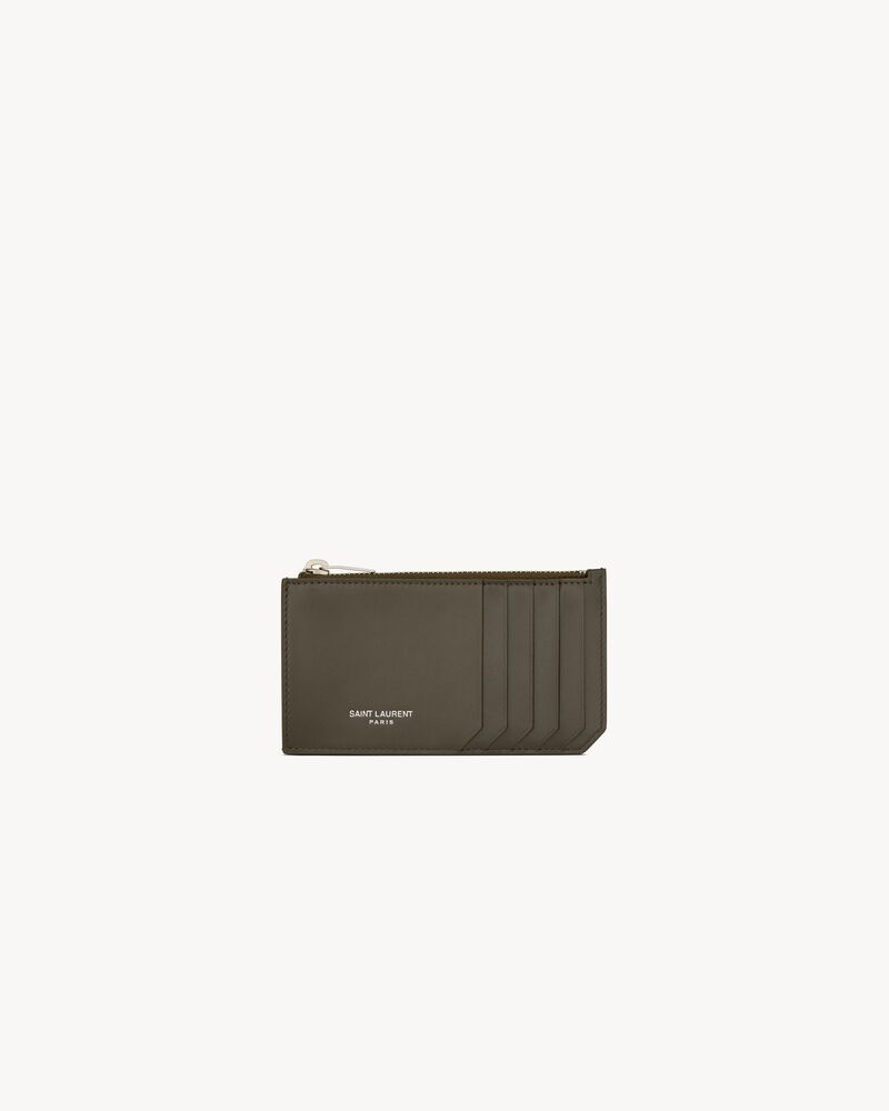 SAINT LAURENT PARIS FRAGMENTS zip card case in smooth leather