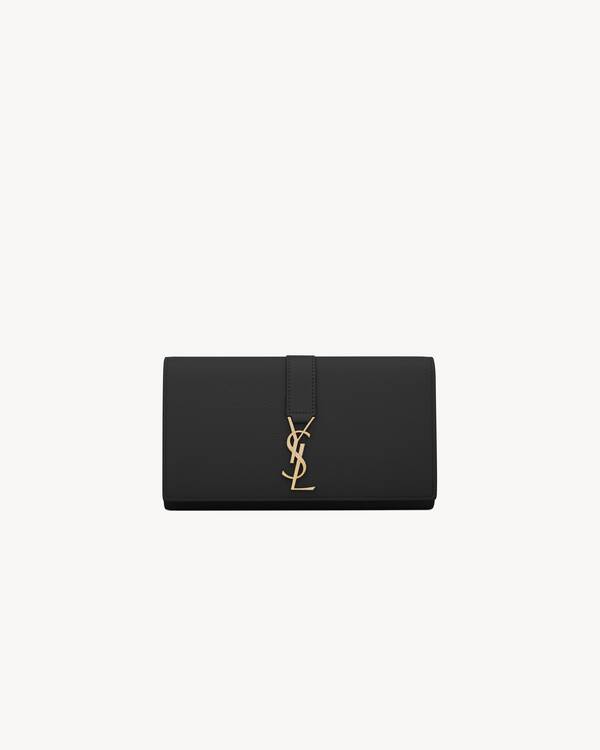 YSL LINE large flap wallet in grained leather | Saint