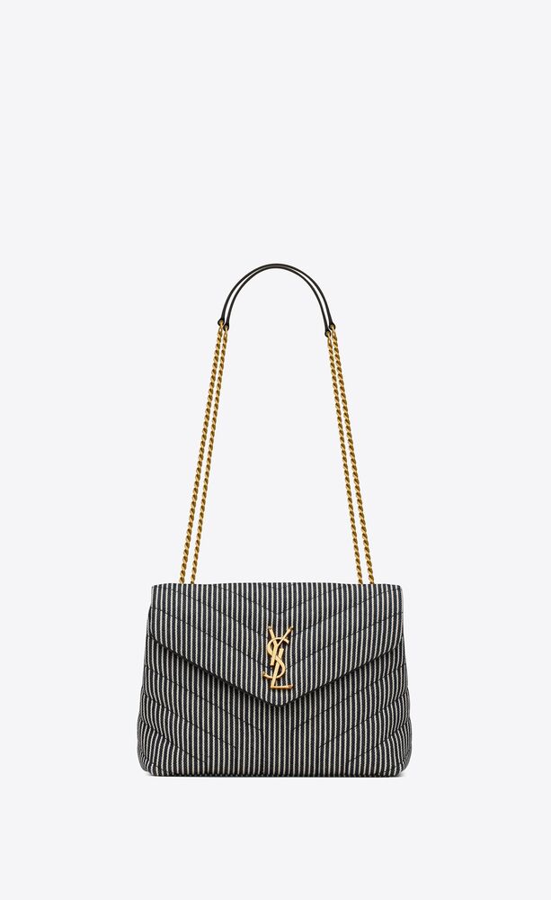 loulou small chain bag in "y"-quilted striped denim